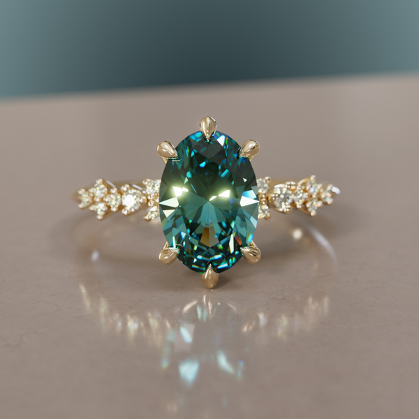 Astrid Oval Teal Sapphire Engagement Ring, Setting Only
