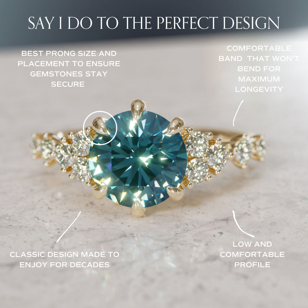 Celestial Engagement Ring with Round Blue Sapphire and Diamonds By Valley Rose