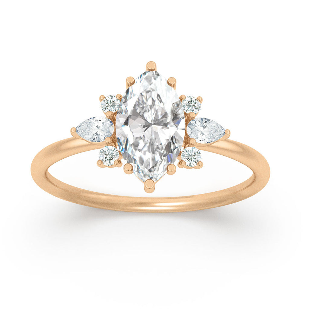 Celestial Fairytale Marquise Lab Diamond Ethical Engagement Ring By Valley Rose