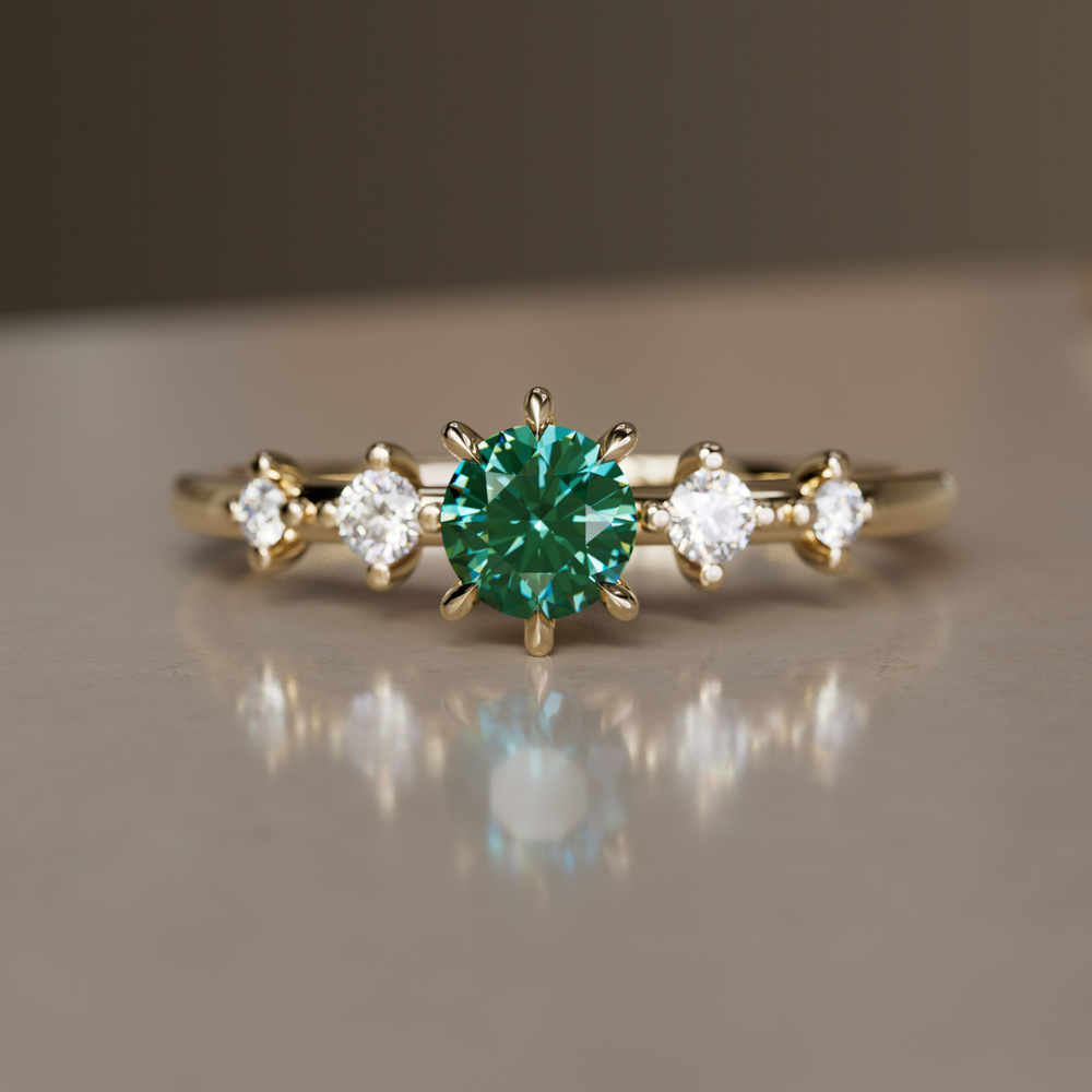 Celestial Green Sapphire Engagement Ring By Valley Rose