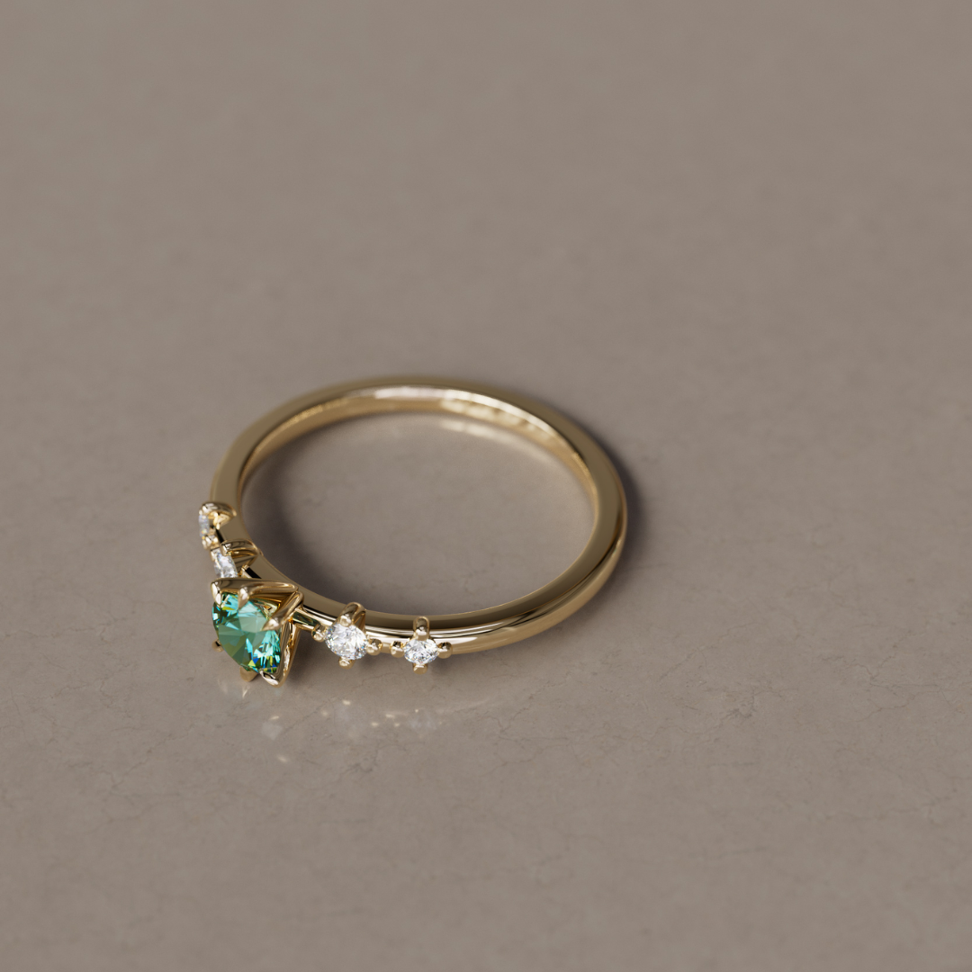 Celestial Green Sapphire Engagement Ring By Valley Rose