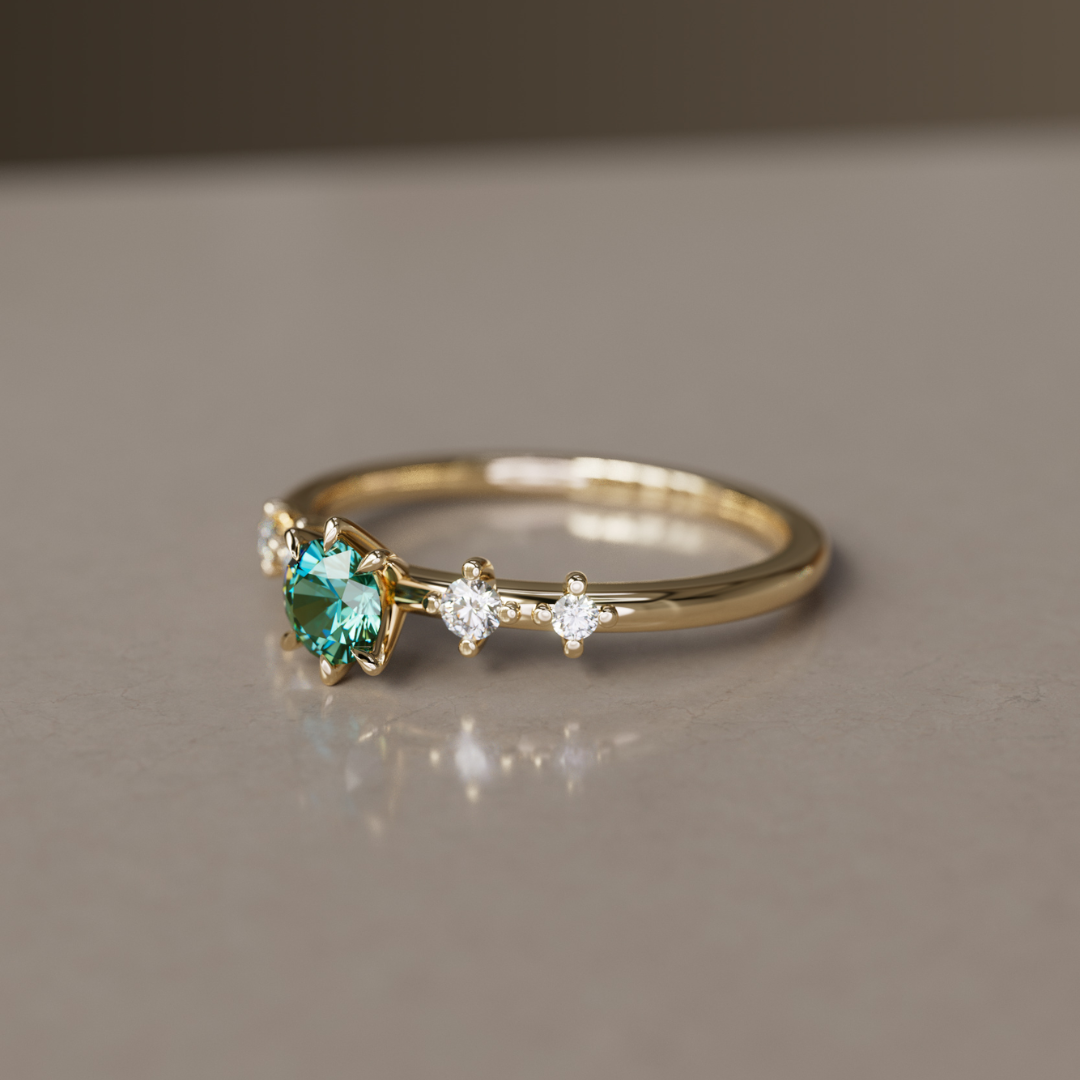 Celestial Green Sapphire Engagement Ring By Valley Rose