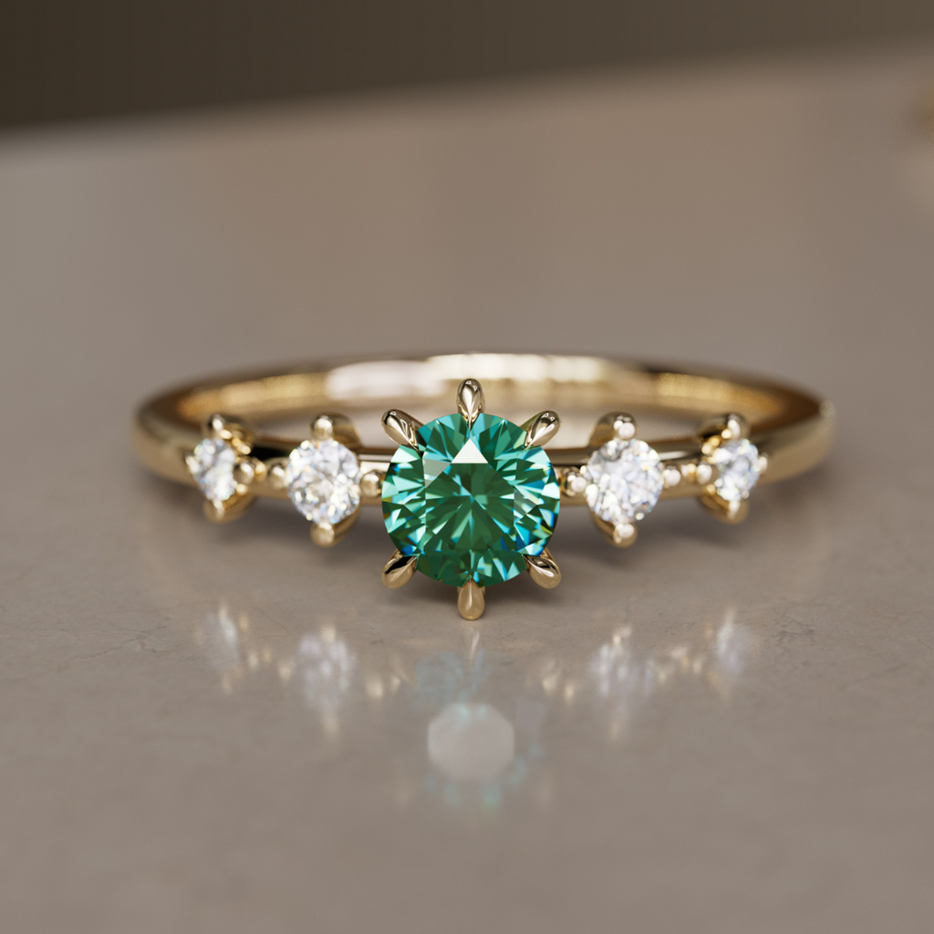 Celestial Green Sapphire Engagement Ring By Valley Rose