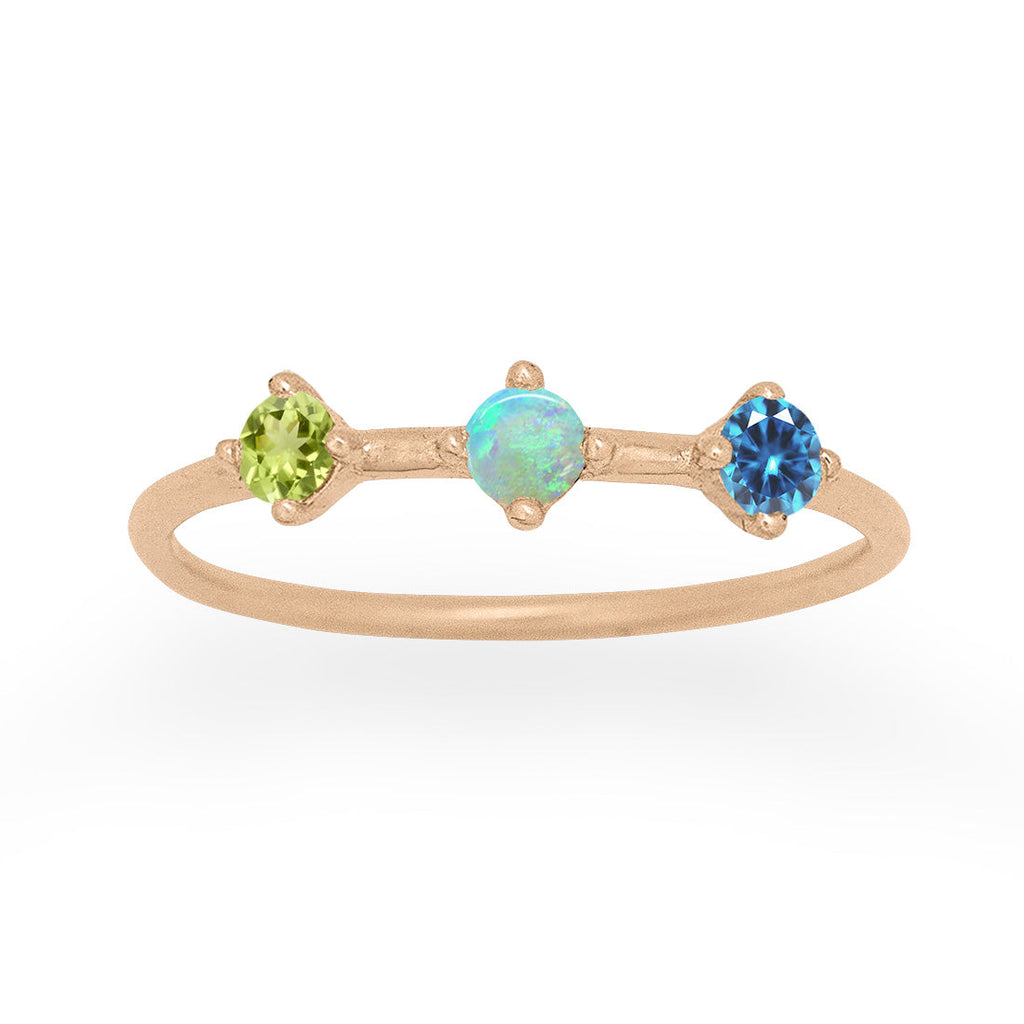 Celestial Orion Constellation Gemstone Ring with Your Family Birthstone By Valley Rose