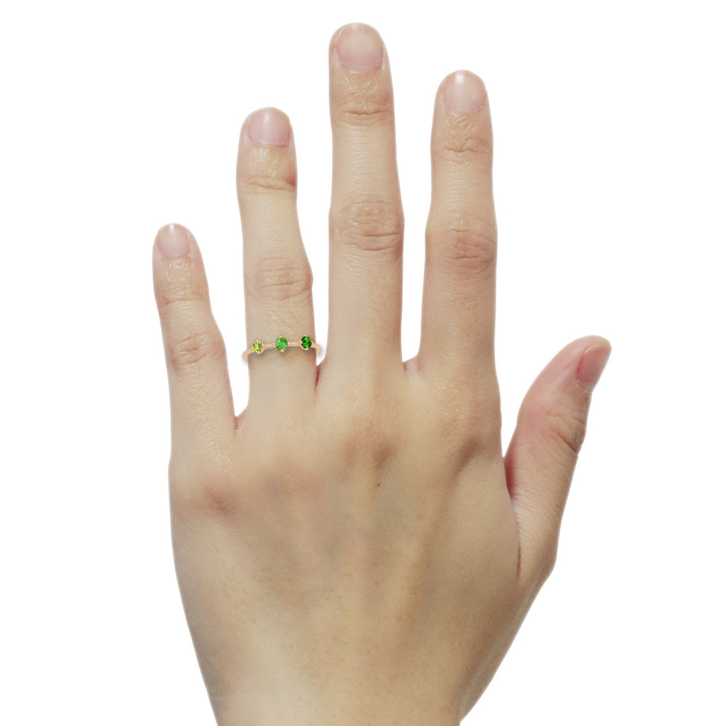 Celestial Orion Constellation Green Ombré Tourmaline and Peridot Ring By Valley Rose