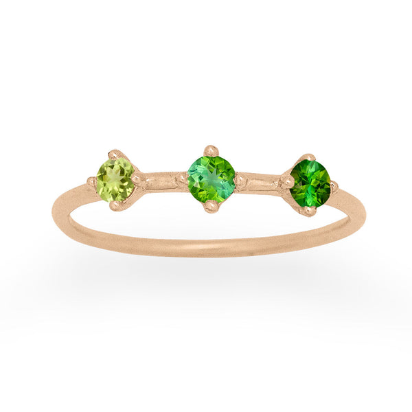 Celestial Orion Constellation Green Ombré Tourmaline and Peridot Ring By Valley Rose