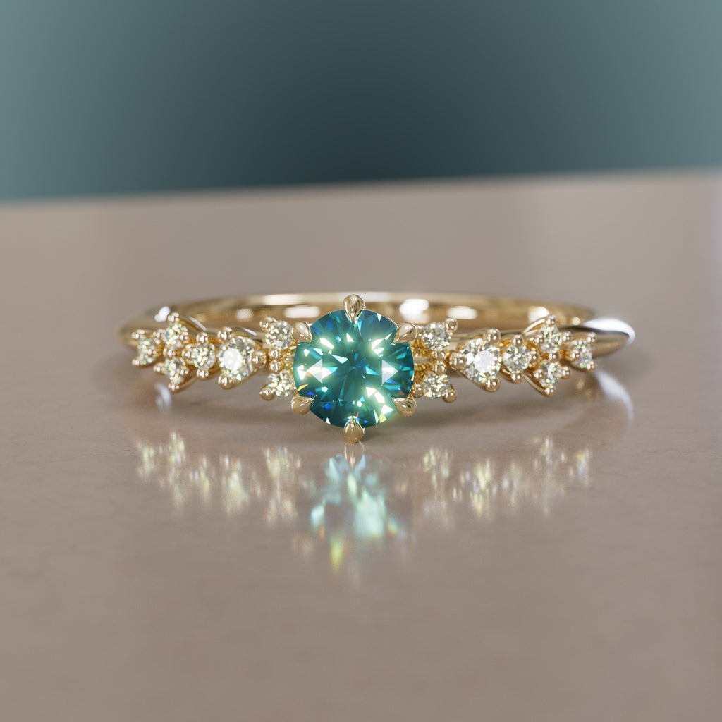 Celestial ring with Blue Sapphire Nature Inspired By Valley Rose