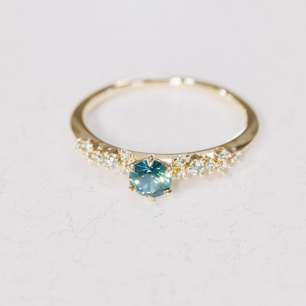 Celestial ring with Blue Sapphire Nature Inspired By Valley Rose