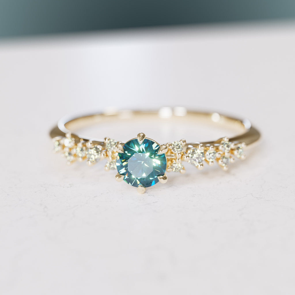 Celestial ring with Blue Sapphire Nature Inspired By Valley Rose