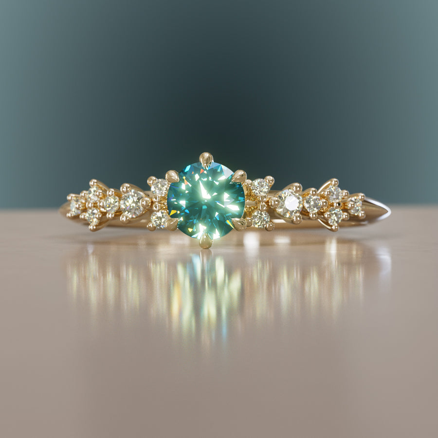 Celestial ring with Blue Sapphire Nature Inspired By Valley Rose