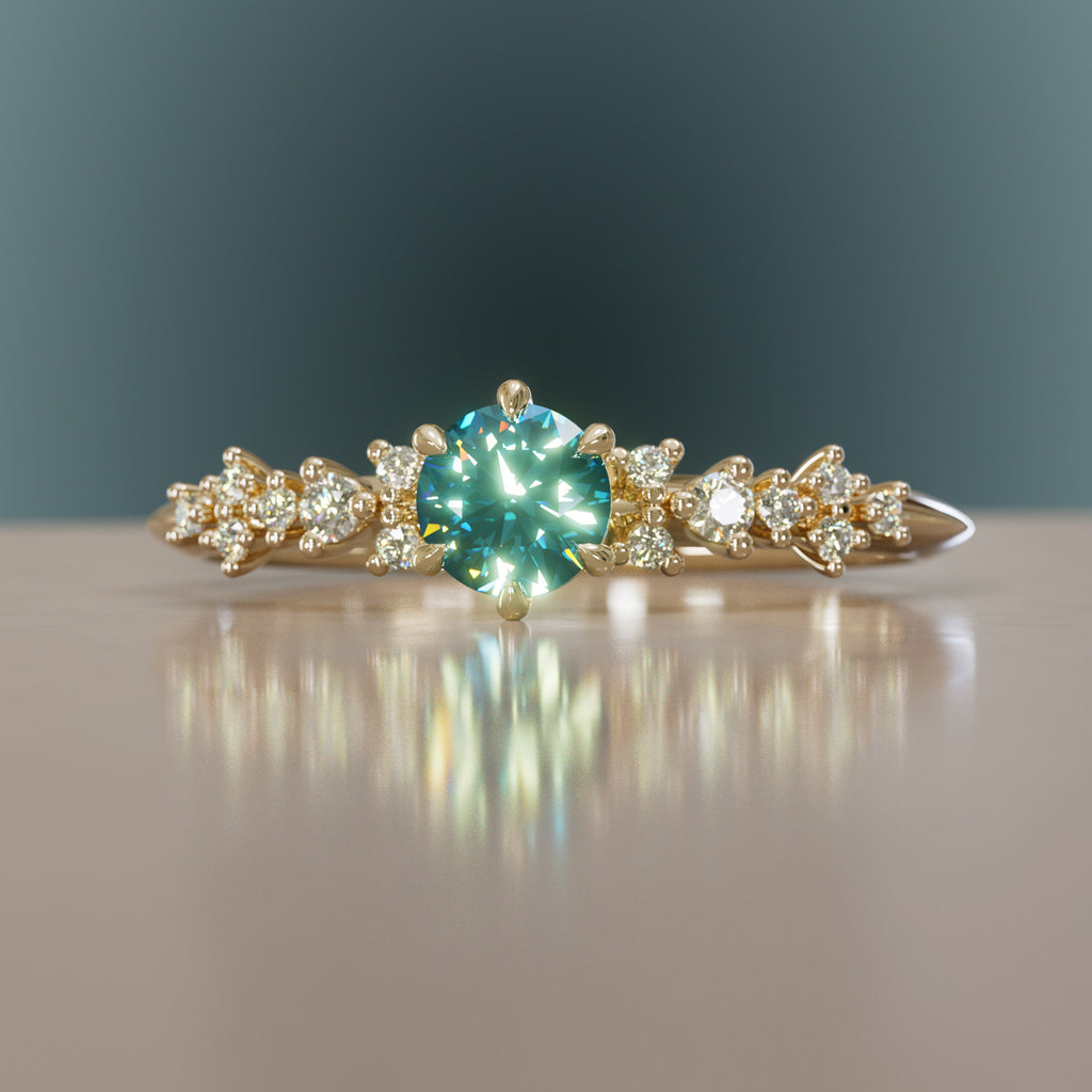 Celestial ring with Blue Sapphire Nature Inspired By Valley Rose
