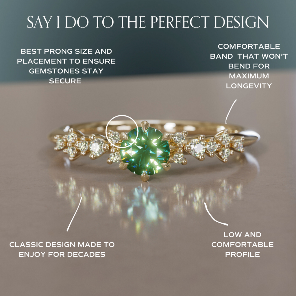 Celestial ring with Green Sapphire Nature Inspired By Valley Rose