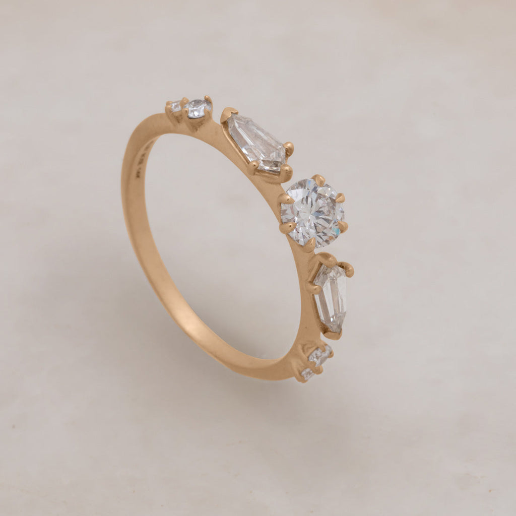 Celestial Round & Shield Cut Fantasy Diamond Engagement Ring By Valley Rose