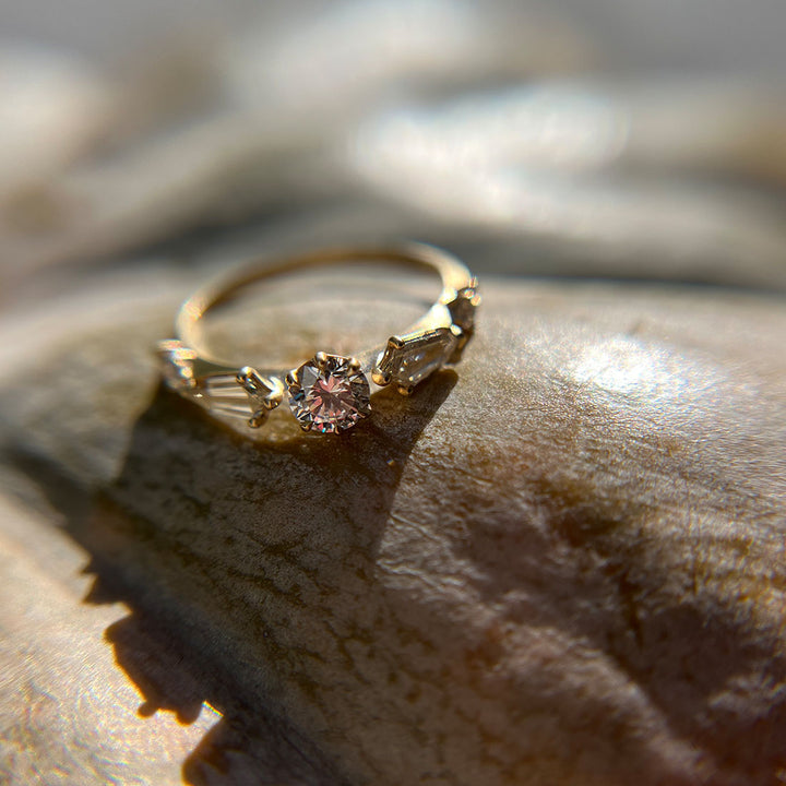 Celestial Round & Shield Cut Fantasy Diamond Engagement Ring By Valley Rose