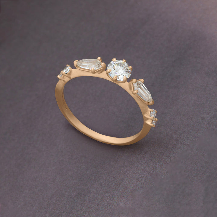 Celestial Round & Shield Cut Fantasy Diamond Engagement Ring By Valley Rose
