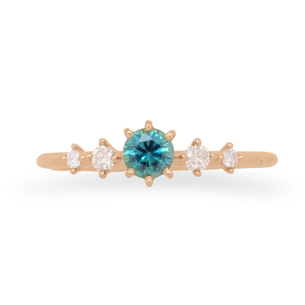 Celestial Teal Sapphire Engagement Ring By Valley Rose
