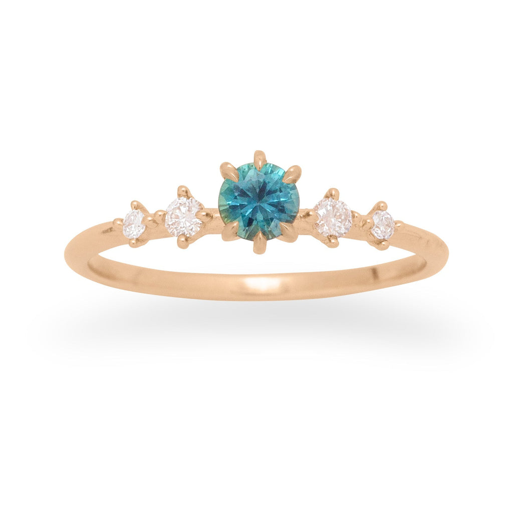 Celestial Teal Sapphire Engagement Ring By Valley Rose