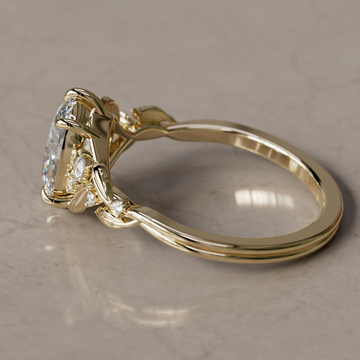 Celria Oval Lab Diamond Fantasy Engagement Ring Nature Inspired with Leaves (Setting Only) By Valley Rose