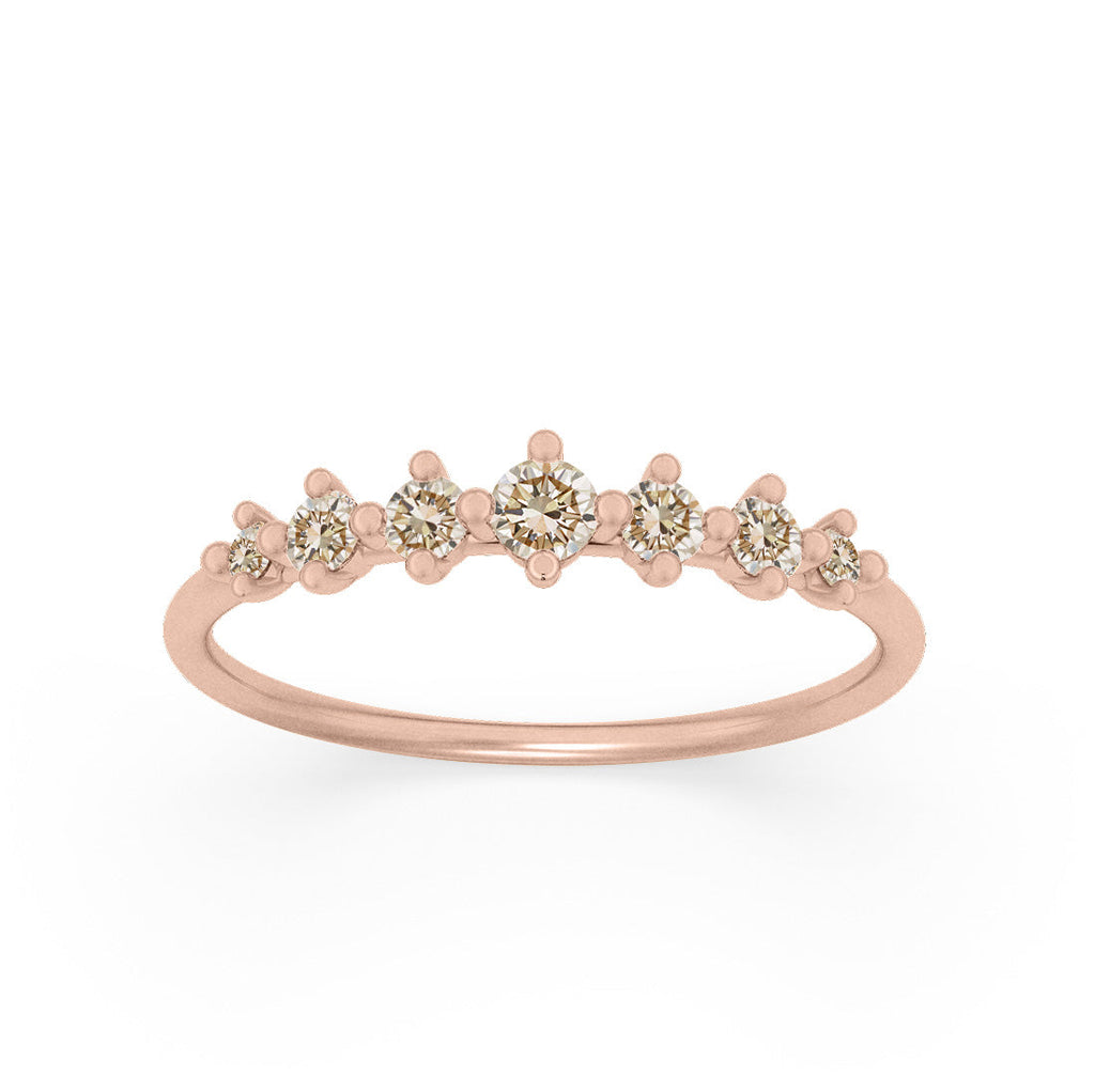 Champagne Diamond Dainty Stacking Ethical Wedding Ring By Valley Rose