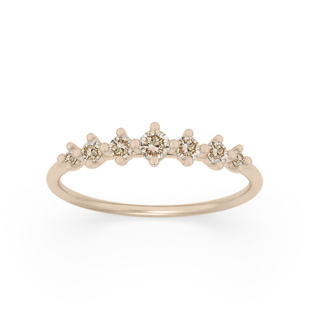 Champagne Diamond Dainty Stacking Ethical Wedding Ring By Valley Rose