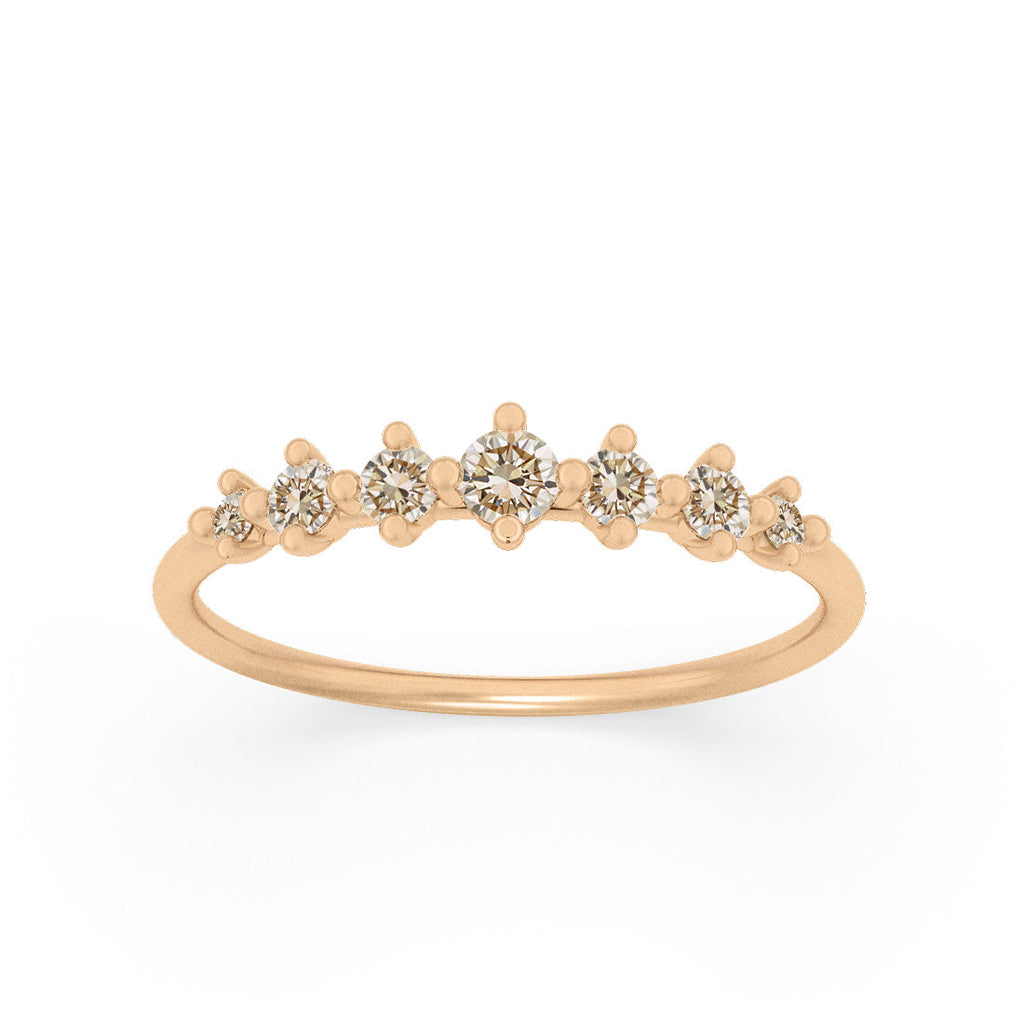 Champagne Diamond Dainty Stacking Ethical Wedding Ring By Valley Rose