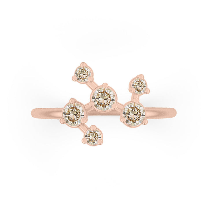 Champagne Diamond Pleiades Constellation Celestial Gold Engagement Ring By Valley Rose