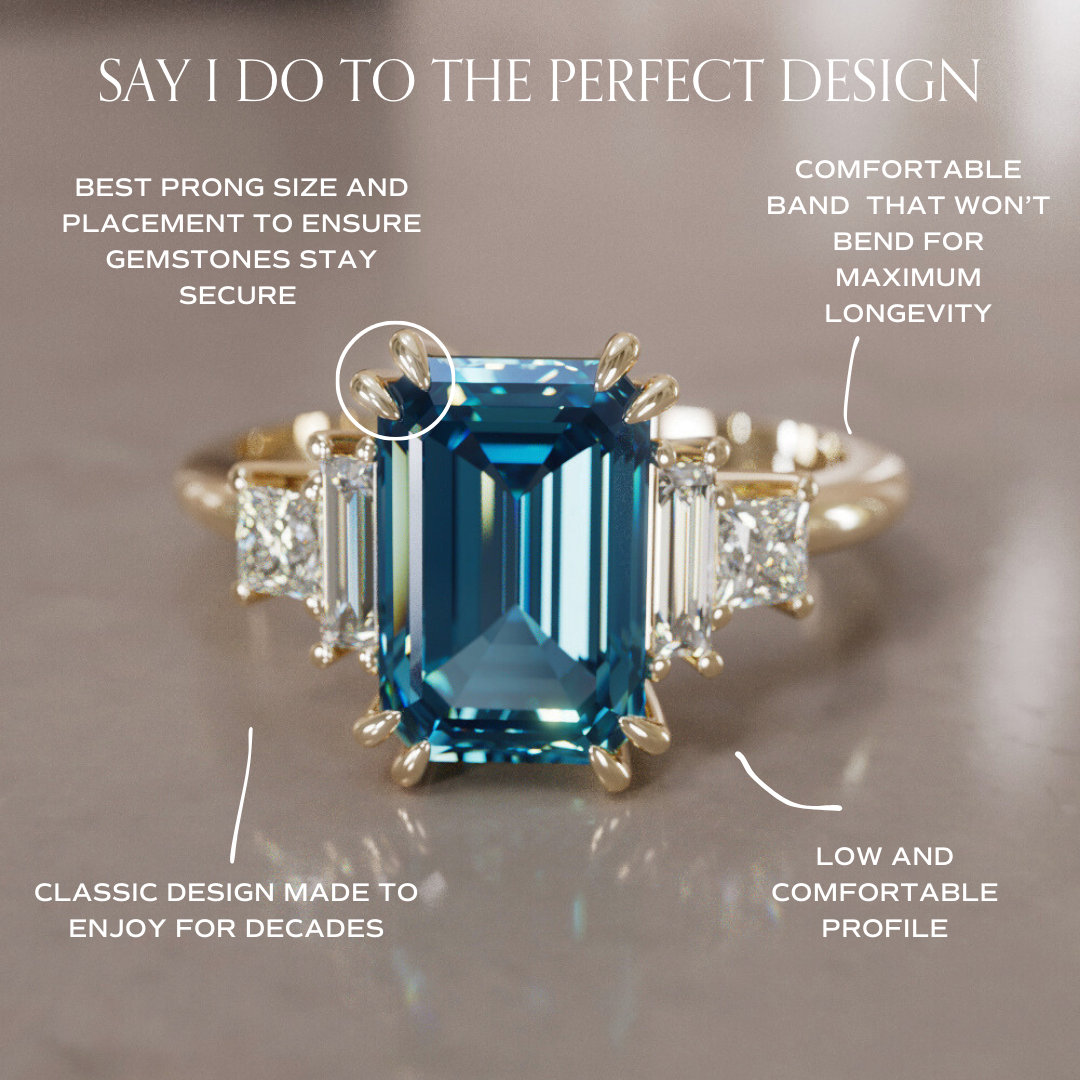 Christy Emerald Cut Blue Sapphire Unique Art Deco Engagement Ring By Valley Rose