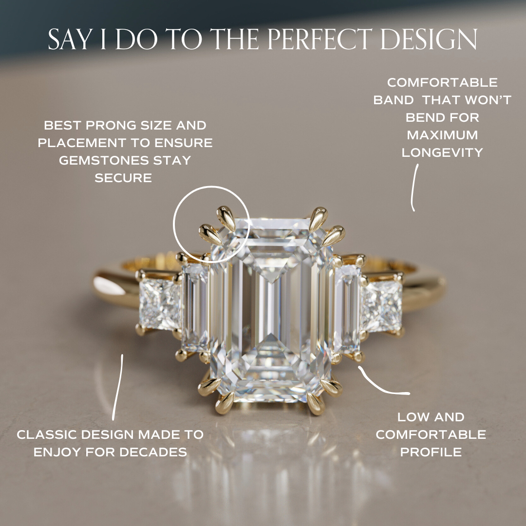 Christy Emerald Cut Lab Diamond Unique Art Deco Engagement Ring By Valley Rose