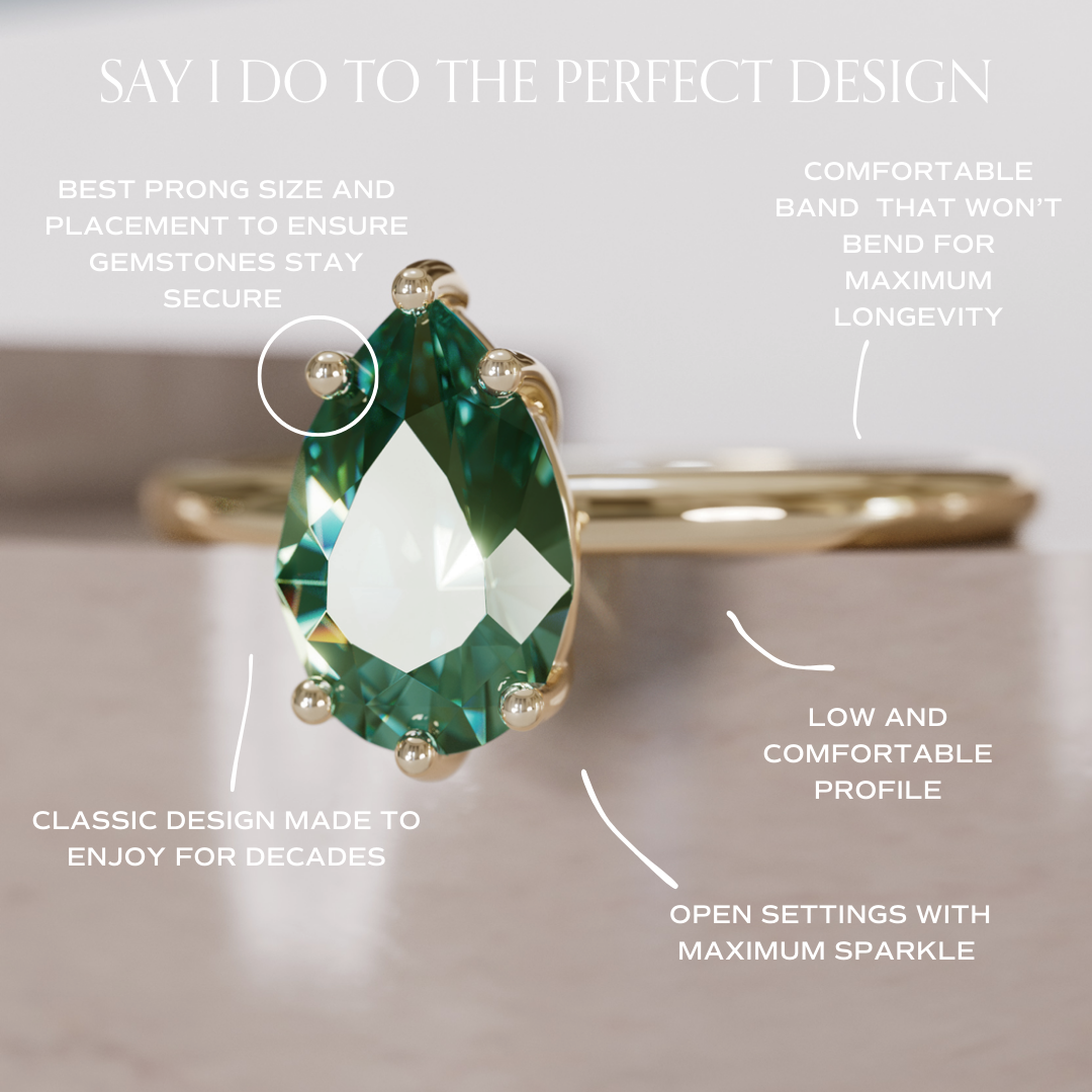 Claire Pear Green Sapphire Modern Unique Engagement Ring Solitaire By Valley Rose