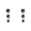 Blue Sapphire and Gold Mini Ear Climber Earrings - Unique Celestial Three Stone Studs Sinlge By Valley Rose Ethical Jewelry