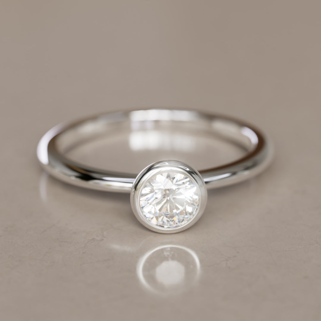Cosette Dainty Diamond Modern Unique Bezel Engagement Ring By Valley Rose