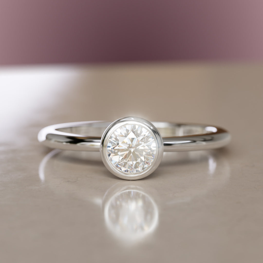 Cosette Dainty Diamond Modern Unique Bezel Engagement Ring By Valley Rose