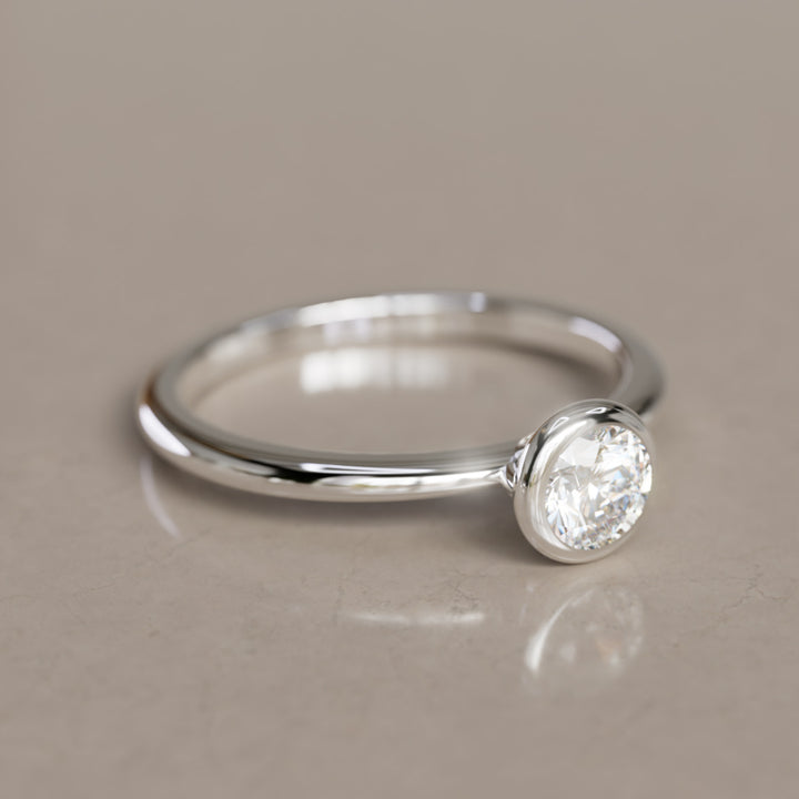 Cosette Dainty Diamond Modern Unique Bezel Engagement Ring By Valley Rose