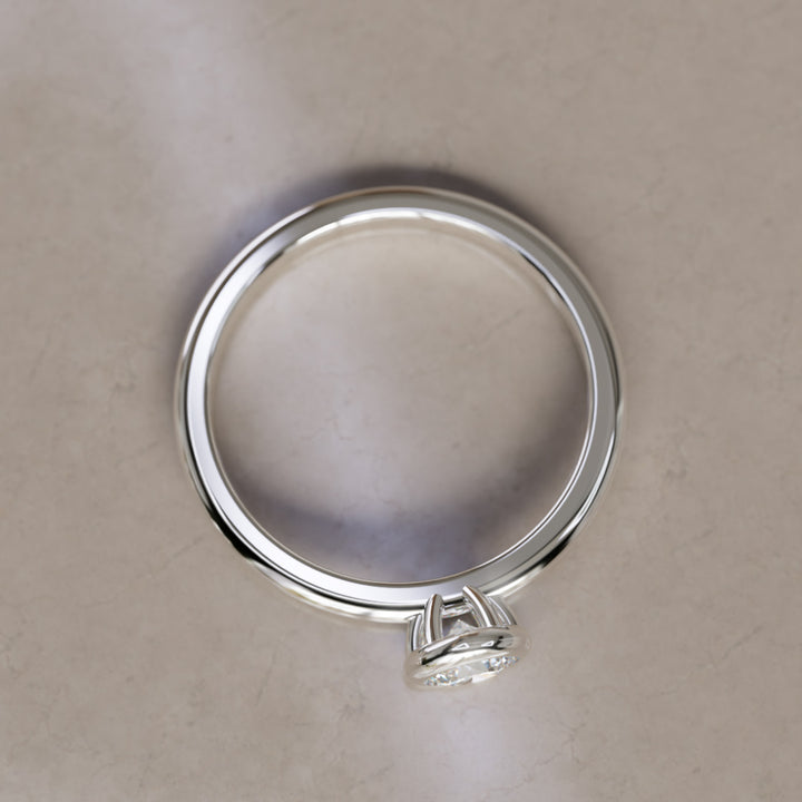 Cosette Dainty Diamond Modern Unique Bezel Engagement Ring By Valley Rose
