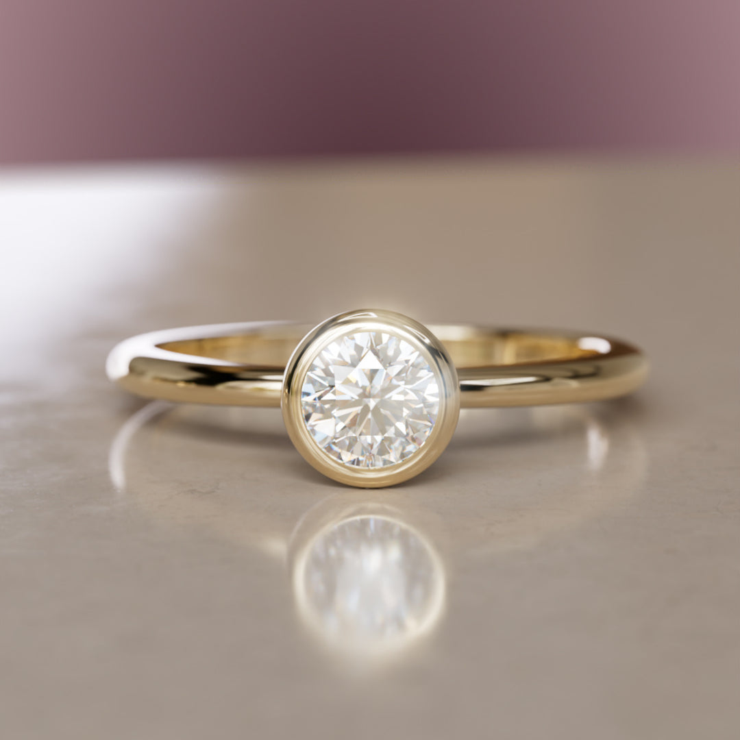 Cosette Dainty Diamond Modern Unique Bezel Engagement Ring By Valley Rose
