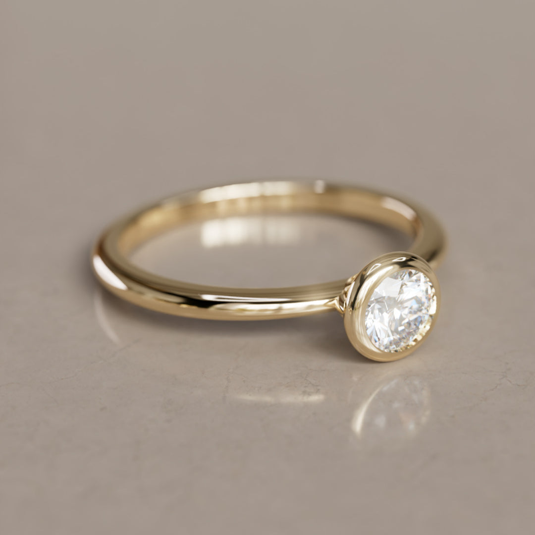 Cosette Dainty Diamond Modern Unique Bezel Engagement Ring By Valley Rose