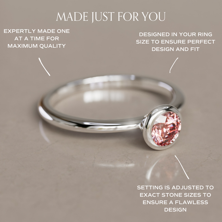 Cosette Dainty Pink Lab Grown Diamond Modern Unique Bezel Engagement Ring By Valley Rose