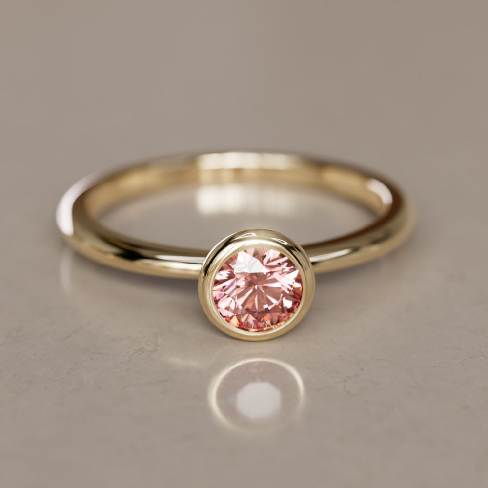 Cosette Dainty Pink Lab Grown Diamond Modern Unique Bezel Engagement Ring By Valley Rose