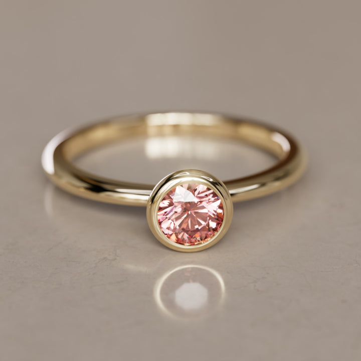 Cosette Dainty Pink Lab Grown Diamond Modern Unique Bezel Engagement Ring By Valley Rose