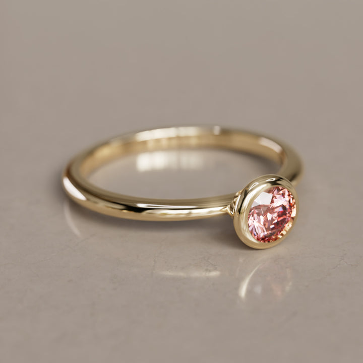 Cosette Dainty Pink Lab Grown Diamond Modern Unique Bezel Engagement Ring By Valley Rose