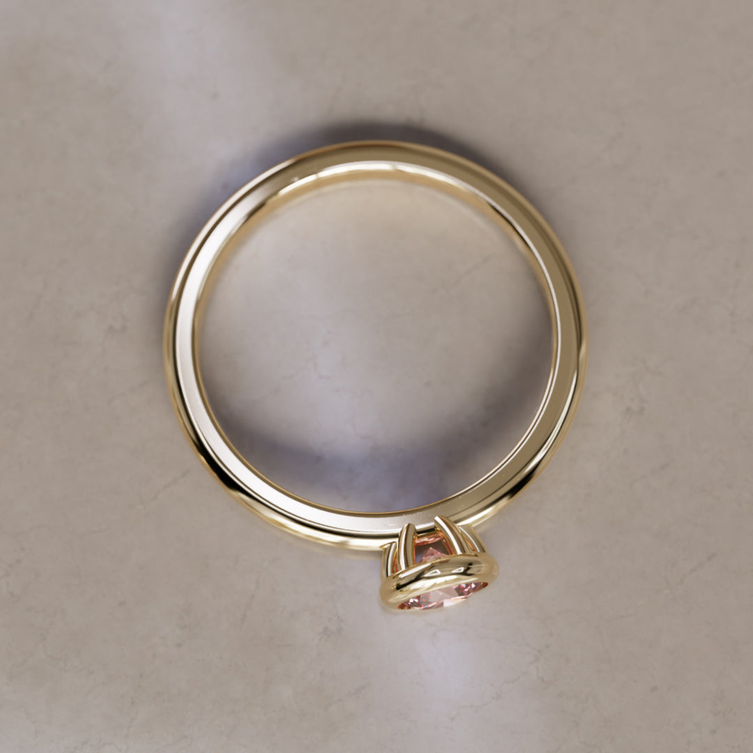 Cosette Dainty Pink Lab Grown Diamond Modern Unique Bezel Engagement Ring By Valley Rose