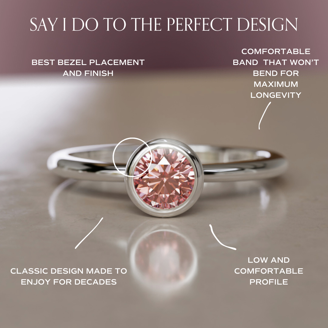 Cosette Dainty Pink Lab Grown Diamond Modern Unique Bezel Engagement Ring By Valley Rose