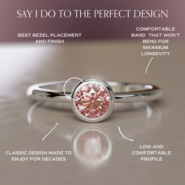 Cosette Dainty Pink Lab Grown Diamond Modern Unique Bezel Engagement Ring By Valley Rose