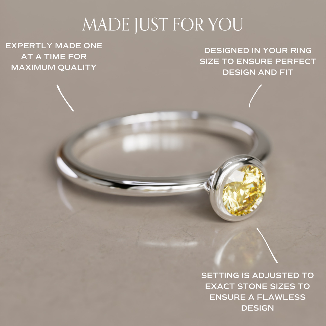 Cosette Dainty Yellow Lab Grown Diamond Modern Unique Bezel Engagement Ring By Valley Rose