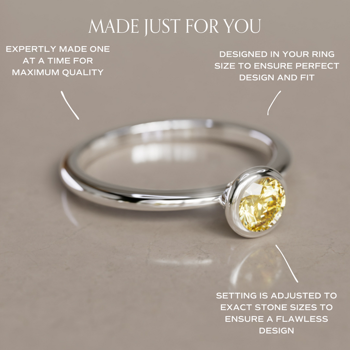 Cosette Dainty Yellow Lab Grown Diamond Modern Unique Bezel Engagement Ring By Valley Rose