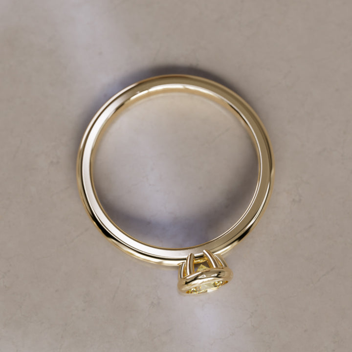 Cosette Dainty Yellow Lab Grown Diamond Modern Unique Bezel Engagement Ring By Valley Rose