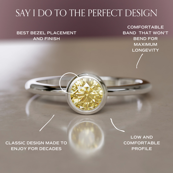 Cosette Dainty Yellow Lab Grown Diamond Modern Unique Bezel Engagement Ring By Valley Rose
