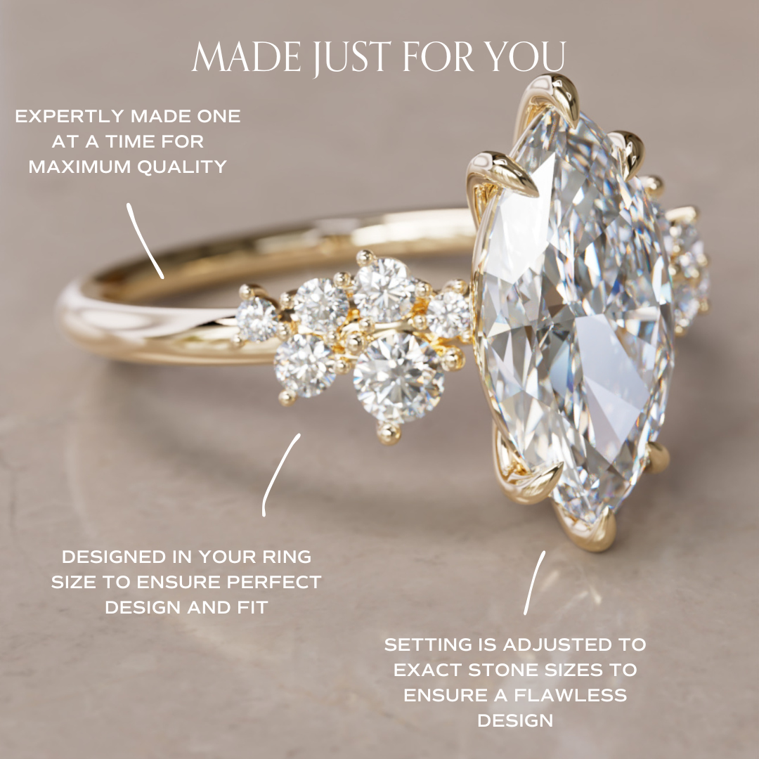 Cosmia Marquise Lab Diamond Unique Celestial Engagement Ring By Valley Rose