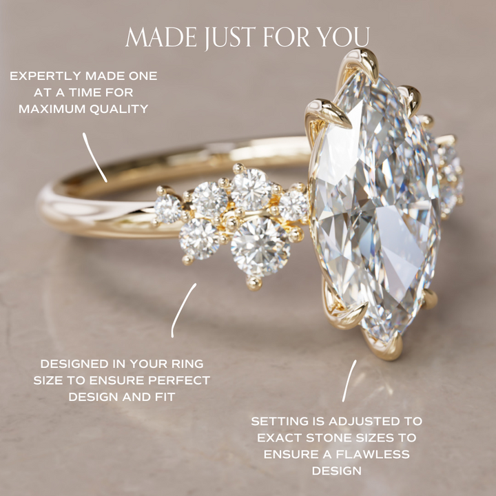 Cosmia Marquise Lab Diamond Unique Celestial Engagement Ring By Valley Rose