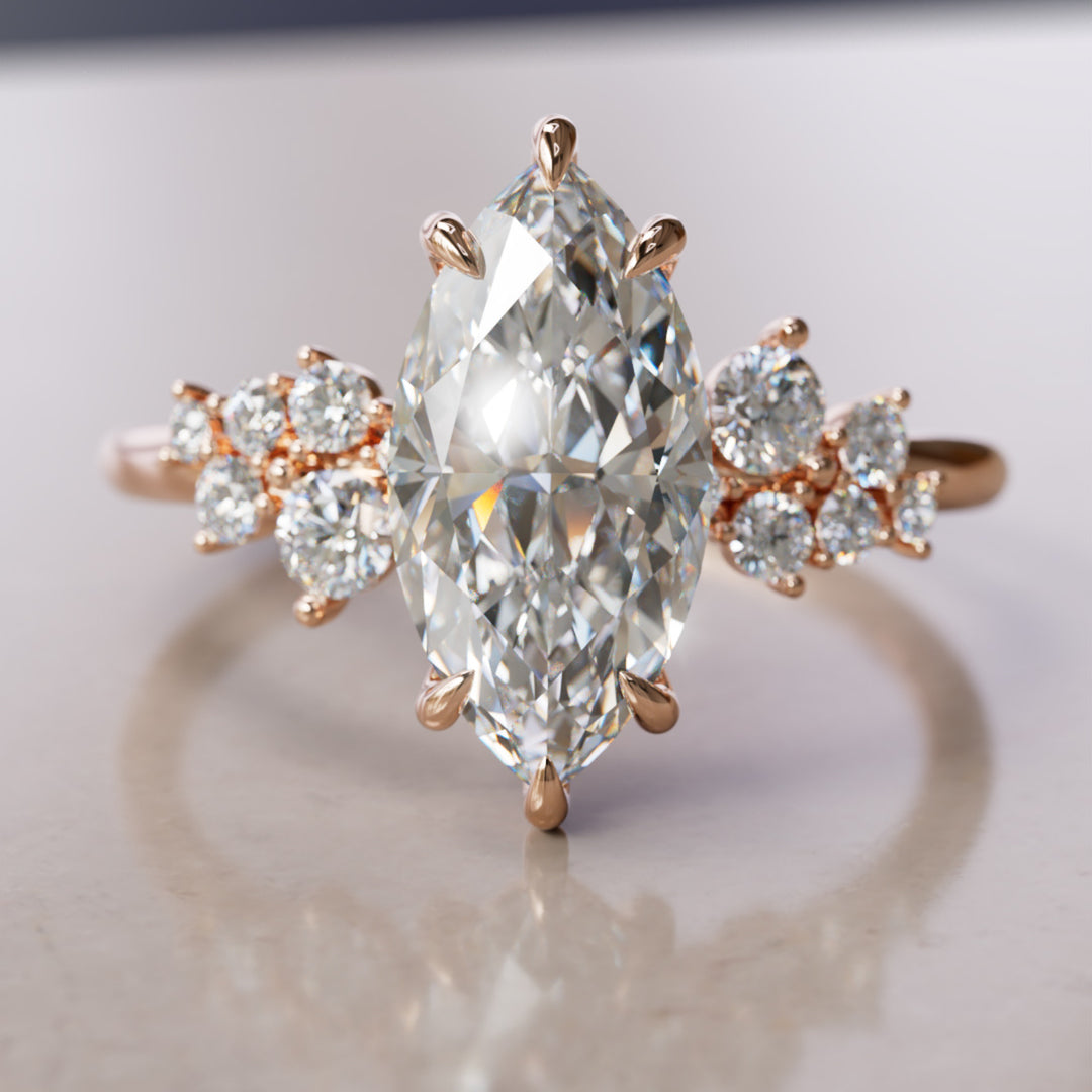 Cosmia Marquise Lab Diamond Unique Celestial Engagement Ring By Valley Rose
